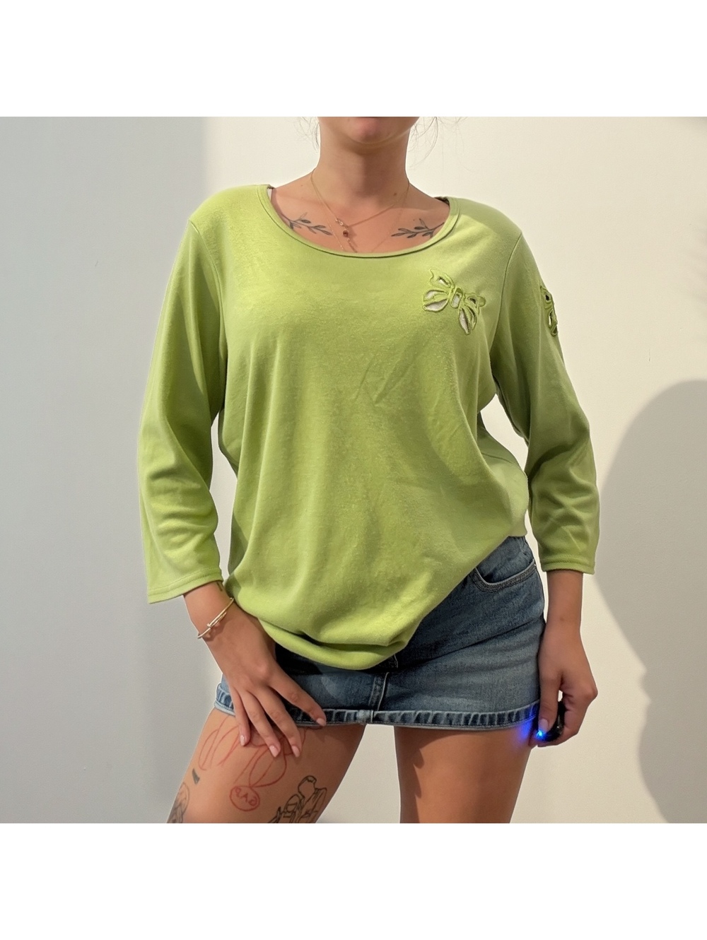 Y2K Lime Green Butterfly Cutout Top